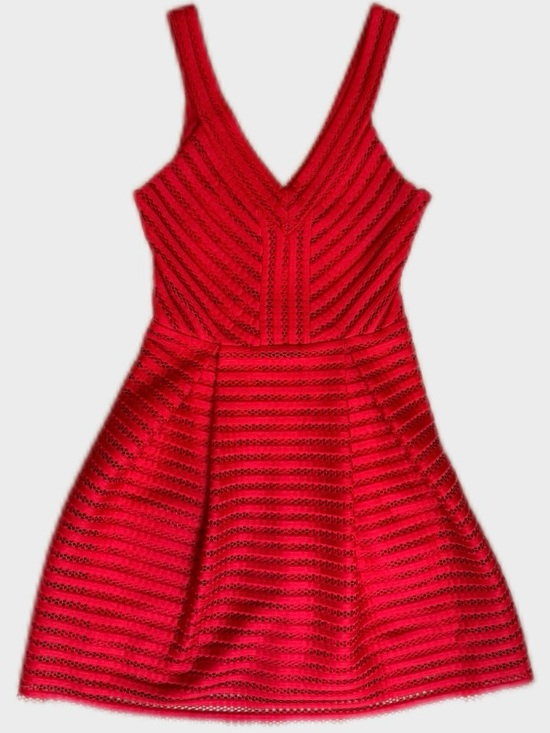 Express Dresses & Skirts - Express Red Eyelet Crochet Look Fit and Flare Dress Size 0